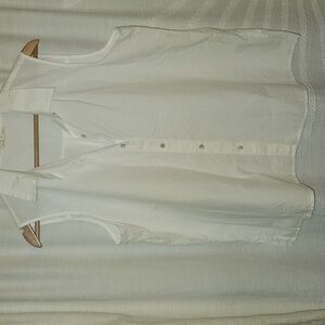 Eileen Fisher 100%organic Cotton Short Sleeve Button Down Shirt Size XL